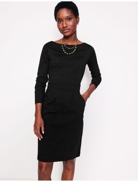 Long Sleeve little Black Crewneck  cocktail Dress